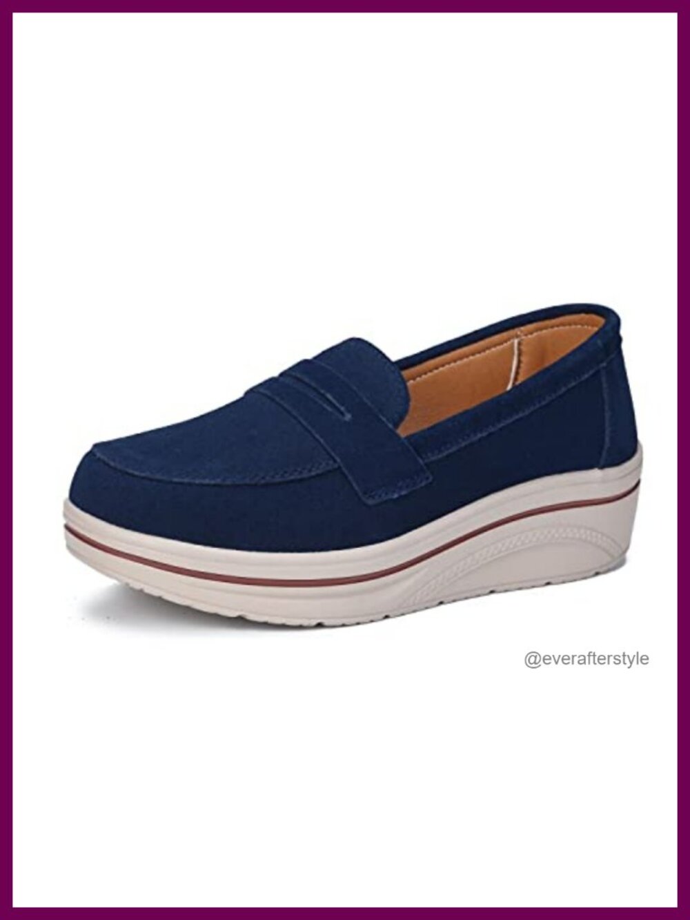 Suede Platform Loafers Slip-On Wedge Heel Comfortable Walking Shoes Women's